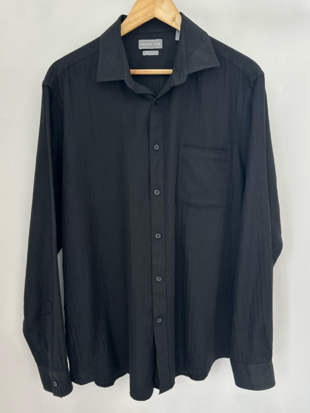 Michael Kors Black Herringbone Dress Shirt Men’s Large 16–16.5 Button Down